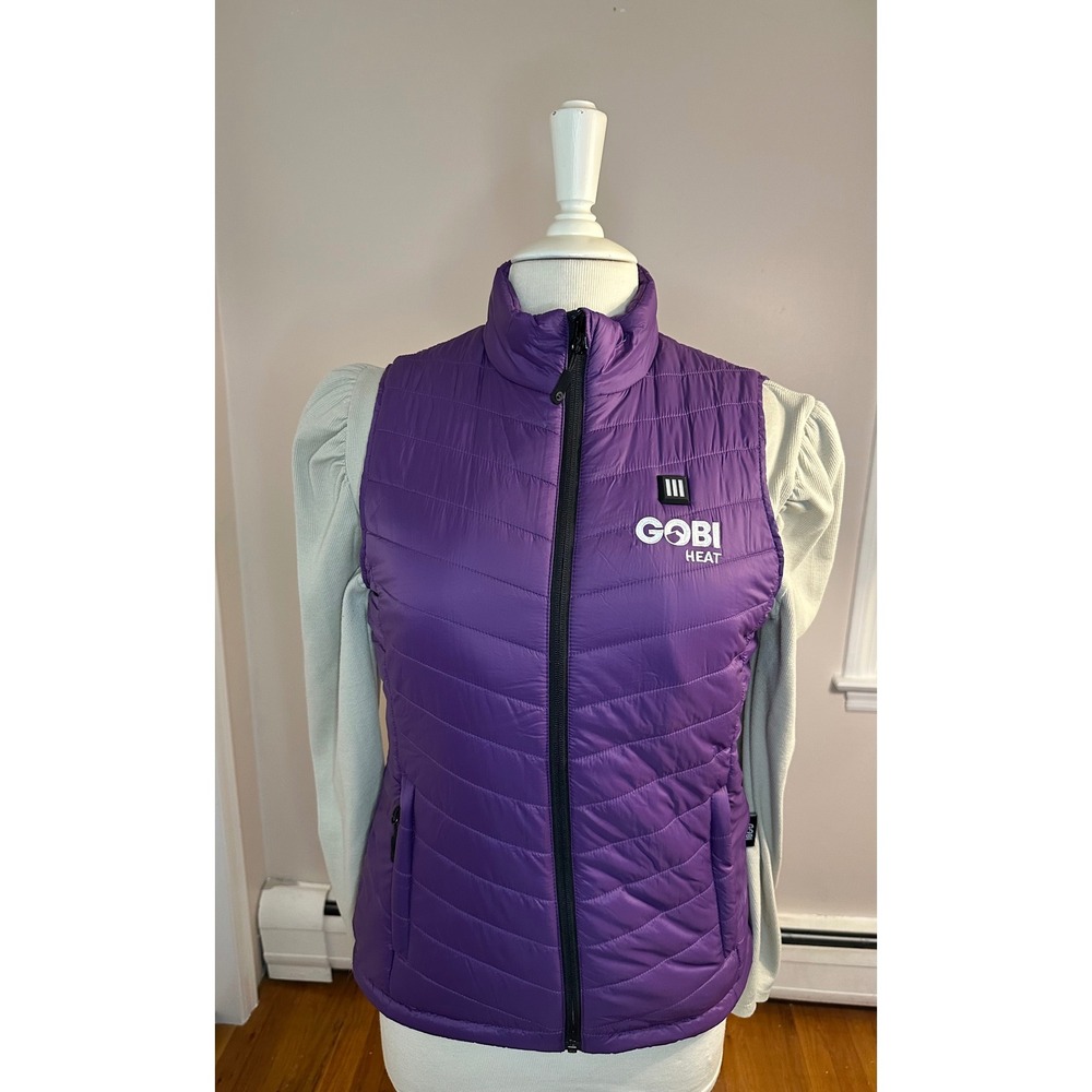 Gobi Heat Dune Women Purple Heated Puffer Vest Small With Battery Pack & Charger